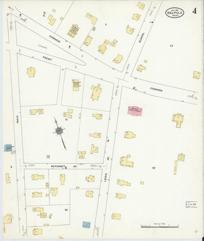 Sanborn Fire Insurance Map from Walpole, Norfolk County, Massachusetts (1911), Sheet #0004 - Complete Map Set gallery image, historic Sanborn map, vintage wall art, Massachusetts Massachusetts