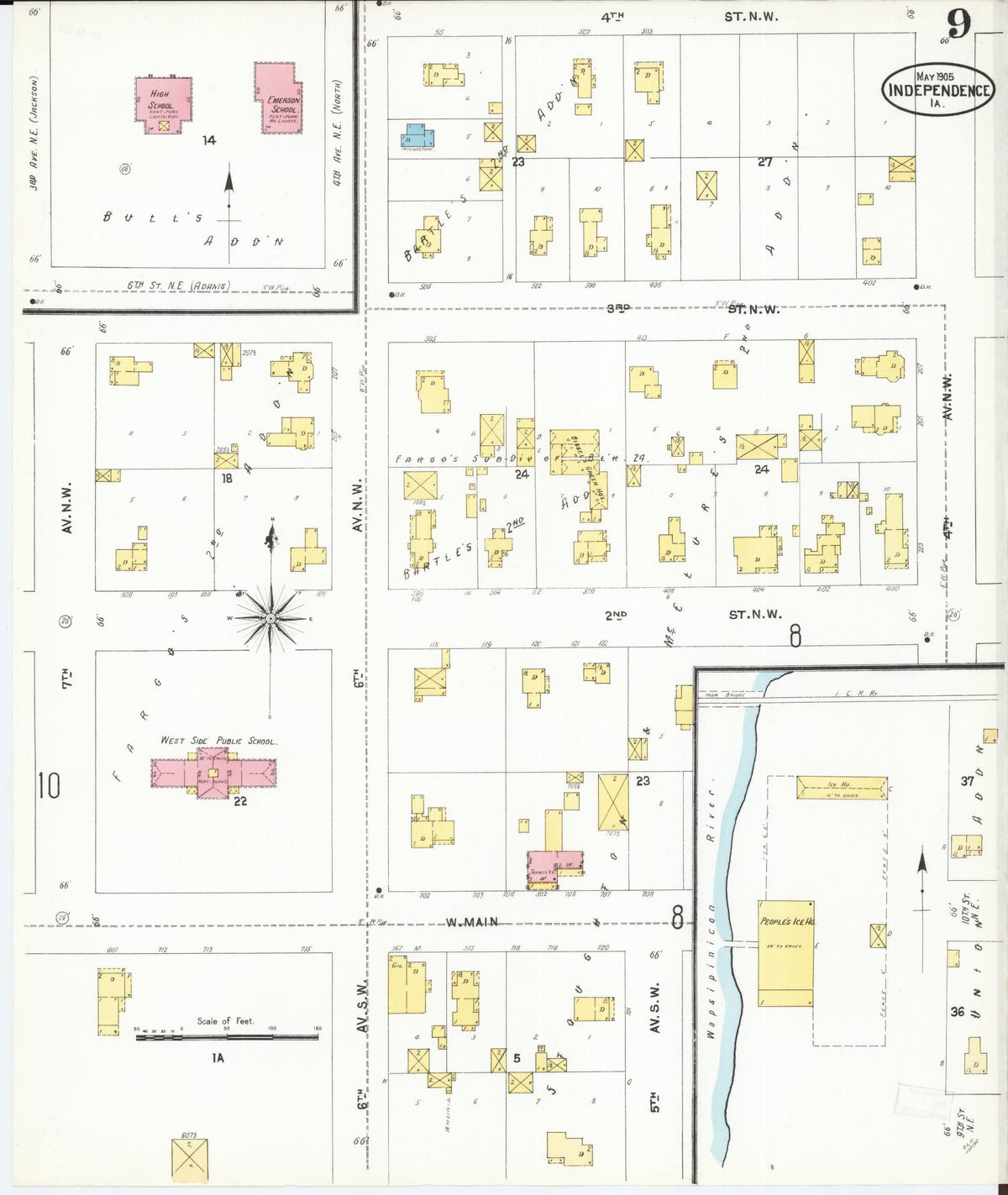 Sanborn Fire Insurance Map from Independence, Buchanan County, Iowa (1905), Sheet #0009 - Historic Sanborn Fire Insurance Map Print