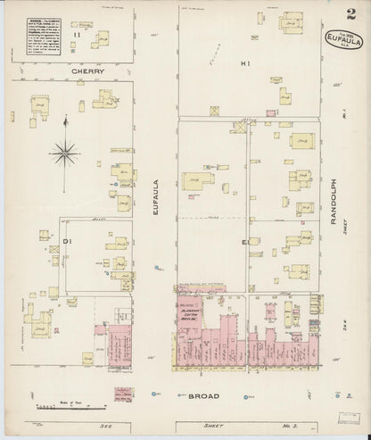 Sanborn Fire Insurance Map from Eufaula, Barbour County, Alabama (1885), Sheet #0002 - Complete Map Set gallery image, historic Sanborn map, vintage wall art, Alabama Alabama