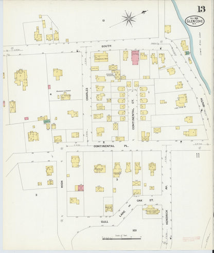 Sanborn Fire Insurance Map from Glen Cove, Nassau County, New York (1908), Sheet #0013 - Historic Sanborn Fire Insurance Map Print, vintage old map wall art, antique decor, genealogy gift, New York New York map