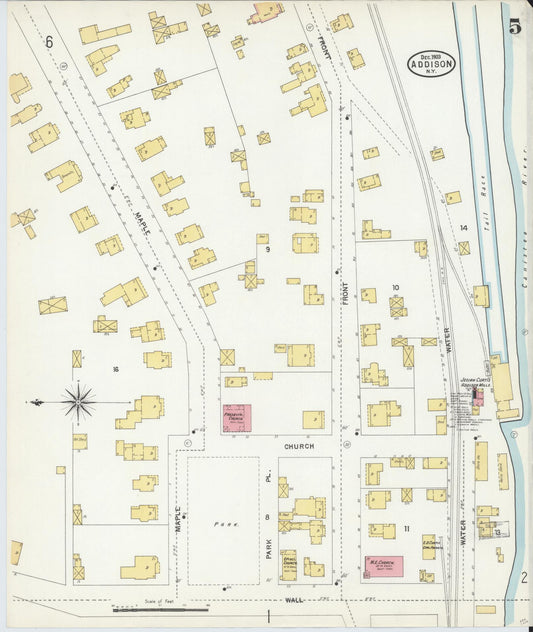 Sanborn Fire Insurance Map from Addison, Steuben County, New York (1903), Sheet #0005 - Historic Sanborn Fire Insurance Map Print, vintage old map wall art, antique decor, genealogy gift, New York New York map