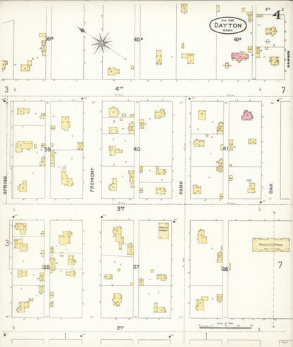 Sanborn Fire Insurance Map from Dayton, Columbia County, Washington (1896), Sheet #0004 - Complete Map Set gallery image, historic Sanborn map, vintage wall art, Washington Washington