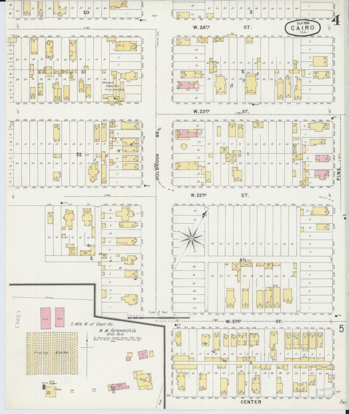 Sanborn Fire Insurance Map from Cairo, Alexander County, Illinois (1896), Sheet #0004 - Complete Map Set gallery image, historic Sanborn map, vintage wall art, Illinois Illinois