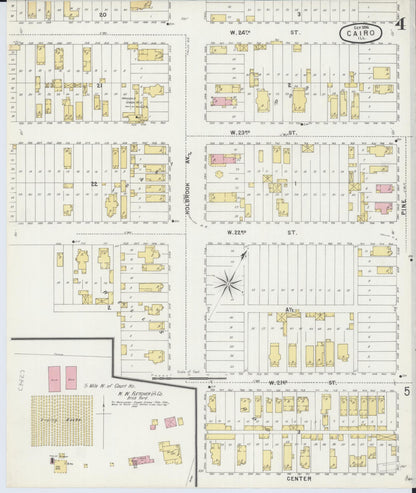 Sanborn Fire Insurance Map from Cairo, Alexander County, Illinois (1896), Sheet #0004 - Complete Map Set gallery image, historic Sanborn map, vintage wall art, Illinois Illinois