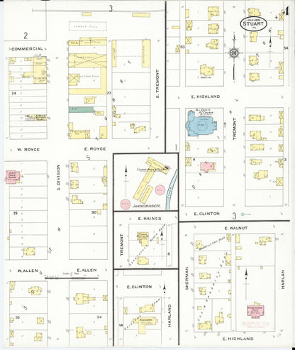 Sanborn Fire Insurance Map from Stuart, Guthrie and Adair Counties, Iowa (1909), Sheet #0004 - Historic Sanborn Fire Insurance Map Print
