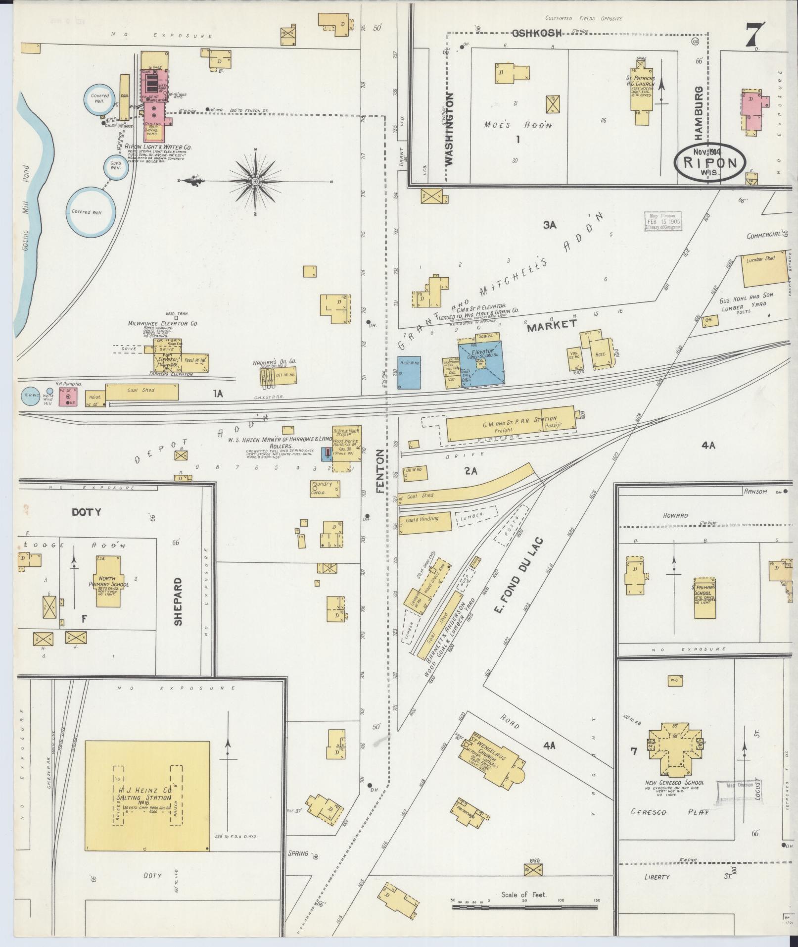Sanborn Fire Insurance Map from Ripon, Fond du Lac County, Wisconsin (1904), Sheet #0007 - Historic Sanborn Fire Insurance Map Print, vintage old map wall art, antique decor, genealogy gift, Wisconsin Wisconsin map