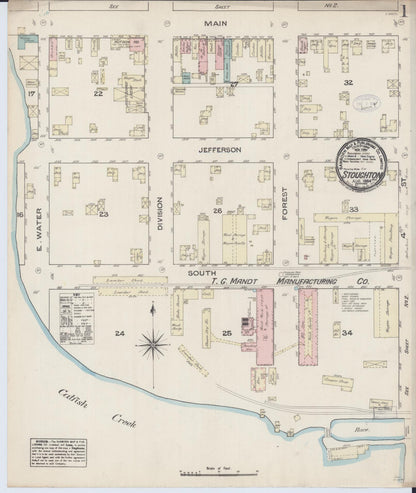 Sanborn Fire Insurance Map from Stoughton, Dane County, Wisconsin (1884), Sheet #0001 - Complete Map Set gallery image, historic Sanborn map, vintage wall art, Wisconsin Wisconsin