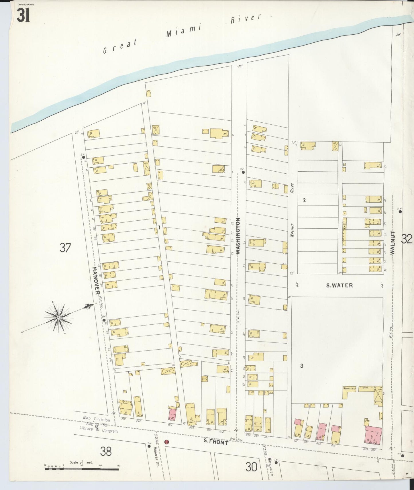 Sanborn Fire Insurance Map from Hamilton, Butler County, Ohio (1899), Sheet #0031 - Historic Sanborn Fire Insurance Map Print, vintage old map wall art, antique decor, genealogy gift, Ohio Ohio map