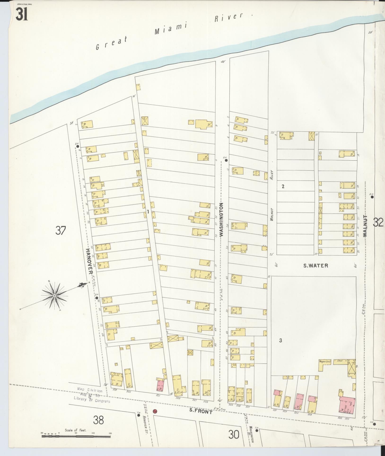 Sanborn Fire Insurance Map from Hamilton, Butler County, Ohio (1899), Sheet #0031 - Historic Sanborn Fire Insurance Map Print, vintage old map wall art, antique decor, genealogy gift, Ohio Ohio map