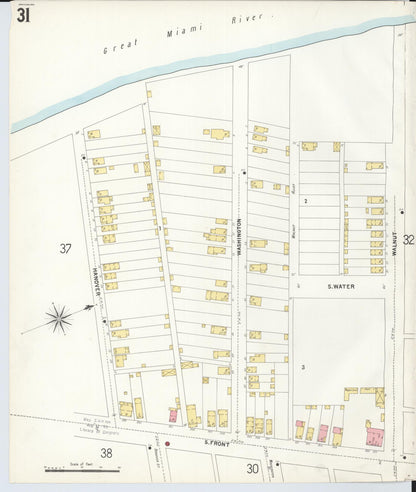 Sanborn Fire Insurance Map from Hamilton, Butler County, Ohio (1899), Sheet #0031 - Historic Sanborn Fire Insurance Map Print, vintage old map wall art, antique decor, genealogy gift, Ohio Ohio map