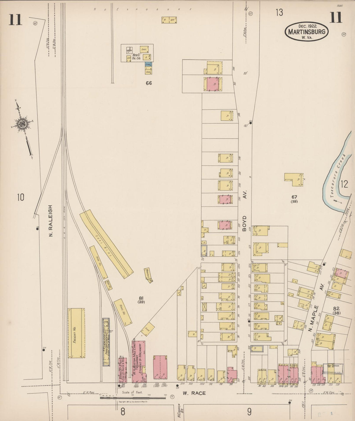 Sanborn Fire Insurance Map from Martinsburg, Berkeley County, West Virginia (1922), Sheet #0011 - Complete Map Set gallery image, historic Sanborn map, vintage wall art, West Virginia West Virginia