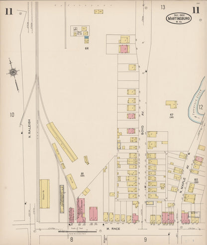 Sanborn Fire Insurance Map from Martinsburg, Berkeley County, West Virginia (1922), Sheet #0011 - Complete Map Set gallery image, historic Sanborn map, vintage wall art, West Virginia West Virginia