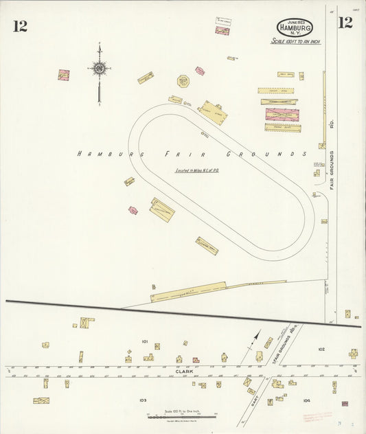Sanborn Fire Insurance Map from Hamburg, Erie County, New York (1923), Sheet #0012 - Historic Sanborn Fire Insurance Map Print, vintage old map wall art, antique decor, genealogy gift, New York New York map