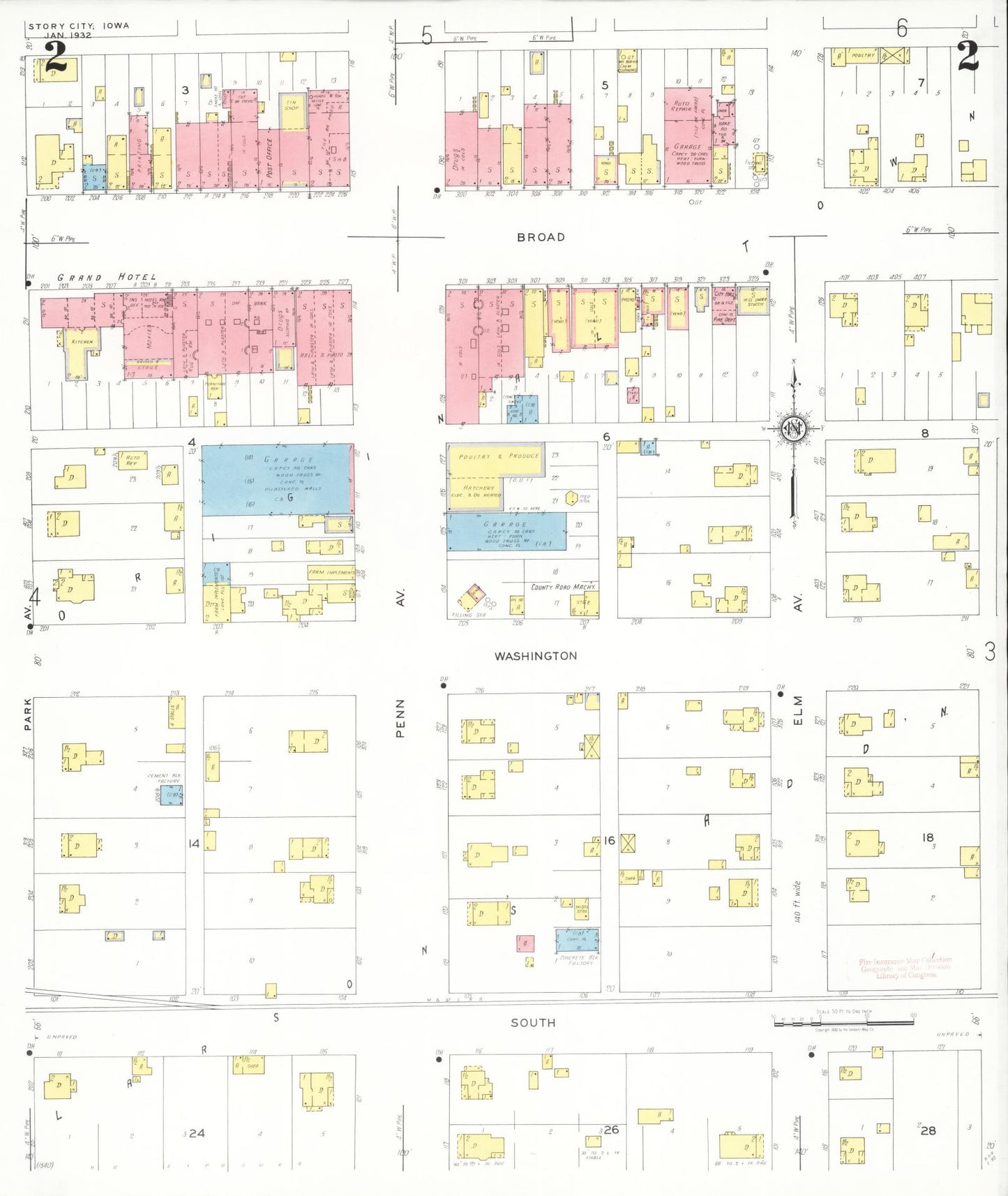 Sanborn Fire Insurance Map from Story City, Story County, Iowa (1932), Sheet #0002 - Historic Sanborn Fire Insurance Map Print