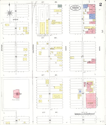 Sanborn Fire Insurance Map from Gooding, Gooding County, Idaho (1909), Sheet #0002 - Complete Map Set gallery image, historic Sanborn map, vintage wall art, Idaho Idaho