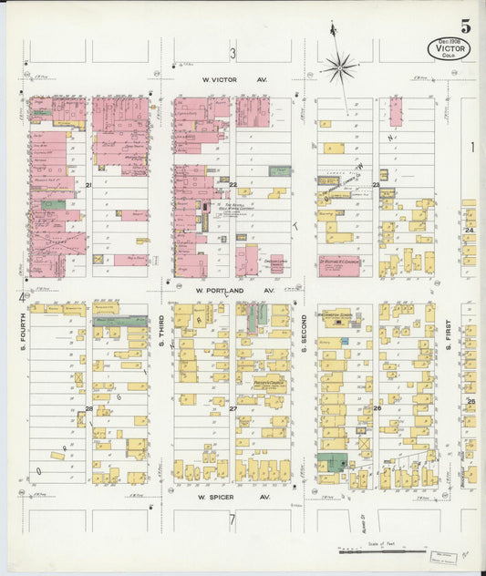 Sanborn Fire Insurance Map from Victor, Teller County, Colorado (1908), Sheet #0005 - Historic Sanborn Fire Insurance Map Print, vintage old map wall art, antique decor, genealogy gift, Colorado Colorado map