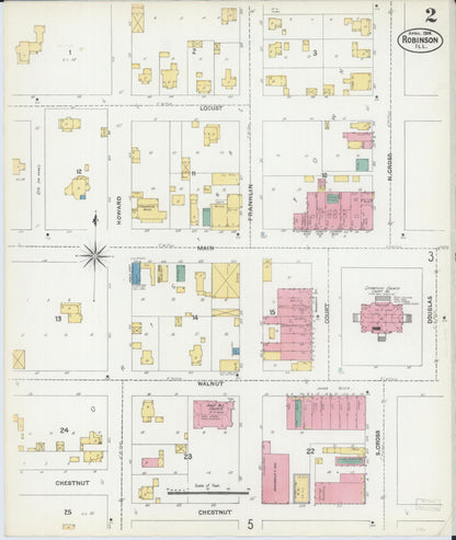 Sanborn Fire Insurance Map from Robinson, Crawford County, Illinois (1906), Sheet #0002 - Complete Map Set gallery image, historic Sanborn map, vintage wall art, Illinois Illinois