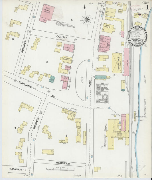 Sanborn Fire Insurance Map from Plymouth, Grafton County, New Hampshire (1892), Sheet #0001 - Historic Sanborn Fire Insurance Map Print, vintage old map wall art, antique decor, genealogy gift, New Hampshire New Hampshire map