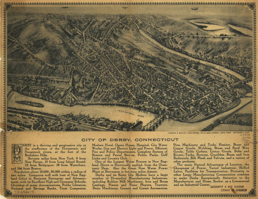 City of Derby, Connecticut. (1920) – Historic Bird’s-Eye View Panorama Print
