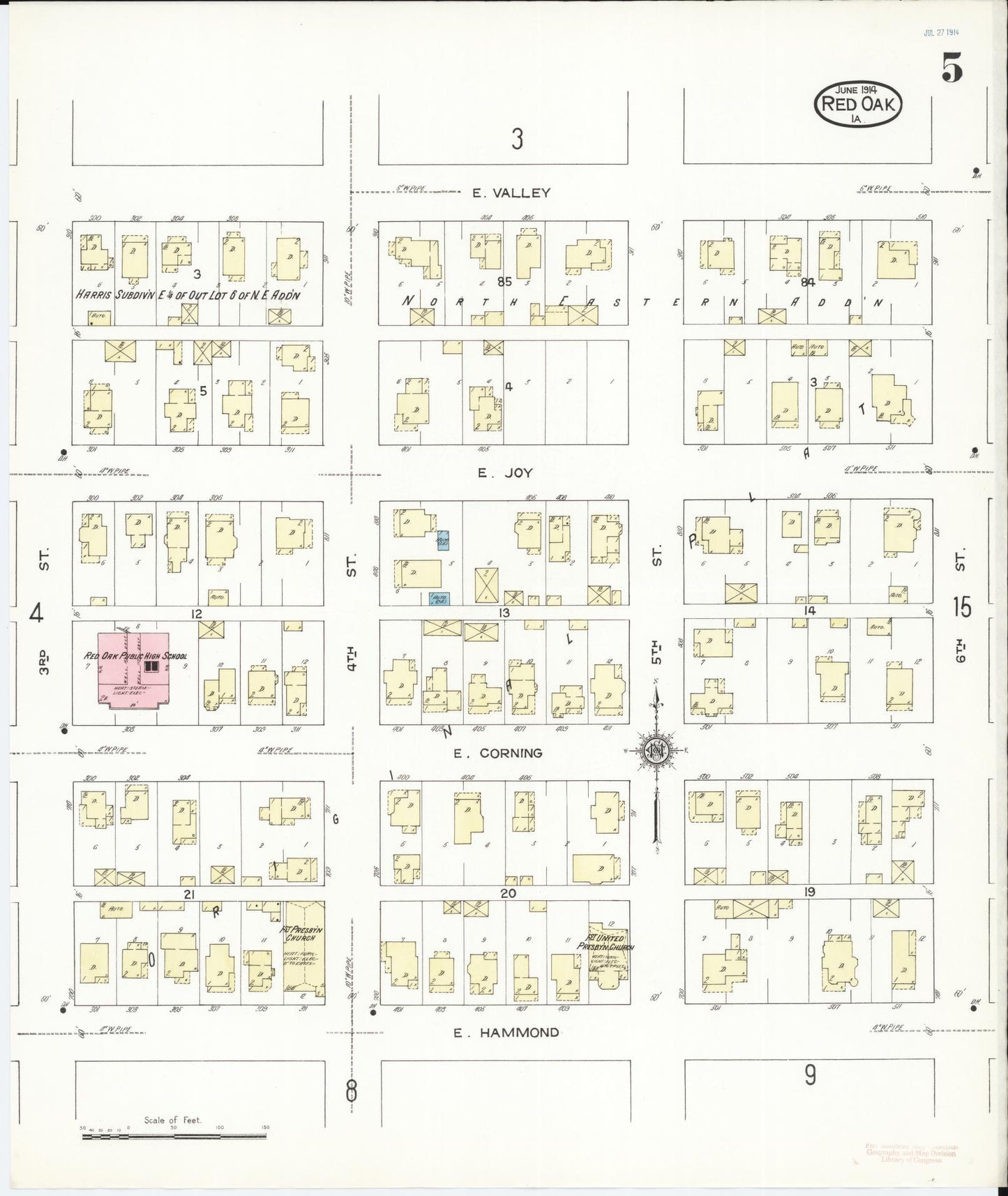 Sanborn Fire Insurance Map from Red Oak, Montgomery County, Iowa (1914), Sheet #0005 - Historic Sanborn Fire Insurance Map Print