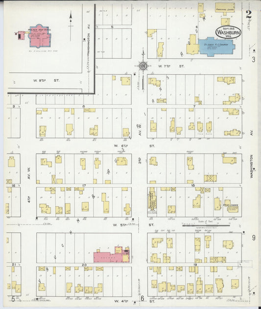 Sanborn Fire Insurance Map from Washburn, Bayfield County, Wisconsin (1918), Sheet #0002 - Historic Sanborn Fire Insurance Map Print, vintage old map wall art, antique decor, genealogy gift, Wisconsin Wisconsin map