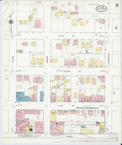 Sanborn Fire Insurance Map from Alton, Madison County, Illinois (1909), Sheet #0008 - Historic Sanborn Fire Insurance Map Print, vintage old map wall art, antique decor, genealogy gift, Illinois Illinois map