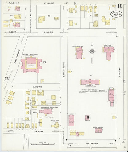 Sanborn Fire Insurance Map from Raleigh, Wake County, North Carolina (1909), Sheet #0016 - Complete Map Set gallery image, historic Sanborn map, vintage wall art, North Carolina North Carolina