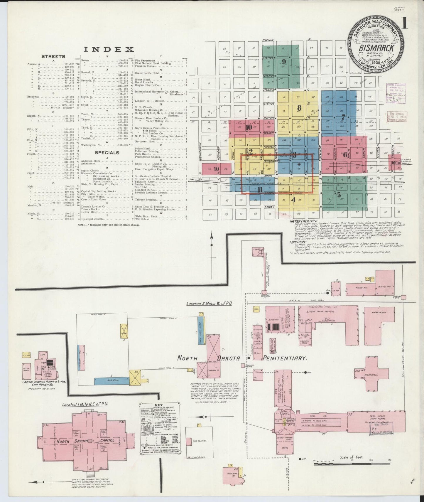 Sanborn Fire Insurance Map from Bismarck, Burleigh County, North Dakota. (1906) – Historic Sanborn Fire Insurance Map Print