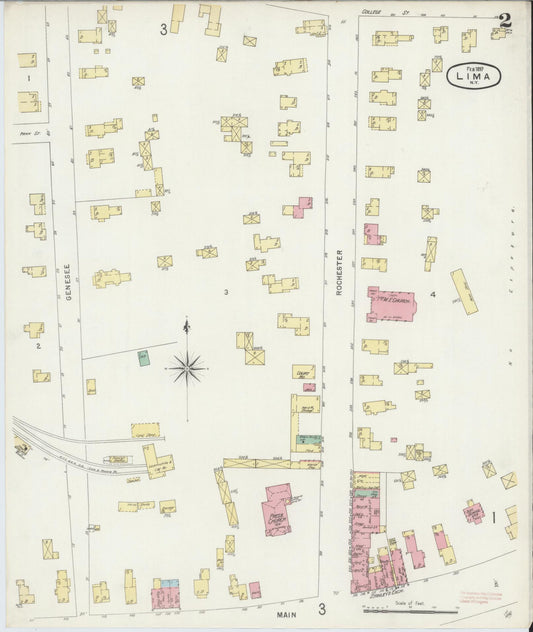 Sanborn Fire Insurance Map from Lima, Livingston County, New York (1897), Sheet #0002 - Historic Sanborn Fire Insurance Map Print, vintage old map wall art, antique decor, genealogy gift, New York New York map