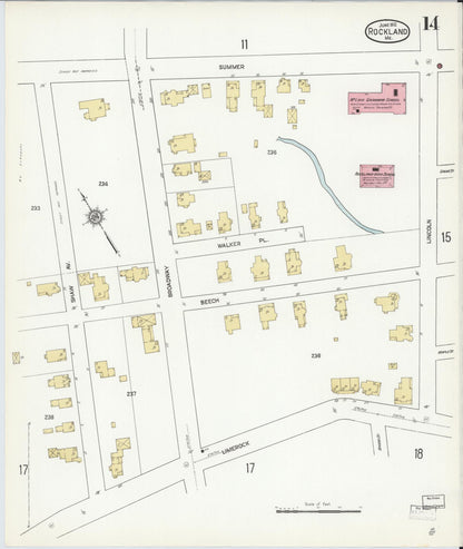 Sanborn Fire Insurance Map from Rockland, Knox County, Maine (1912), Sheet #0014 - Complete Map Set gallery image, historic Sanborn map, vintage wall art, Maine Maine