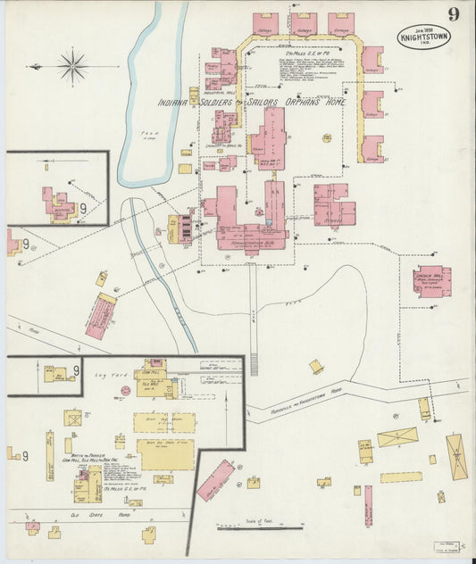Sanborn Fire Insurance Map from Knightstown, Henry County, Indiana (1898), Sheet #0009 - Historic Sanborn Fire Insurance Map Print, vintage old map wall art, antique decor, genealogy gift, Indiana Indiana map