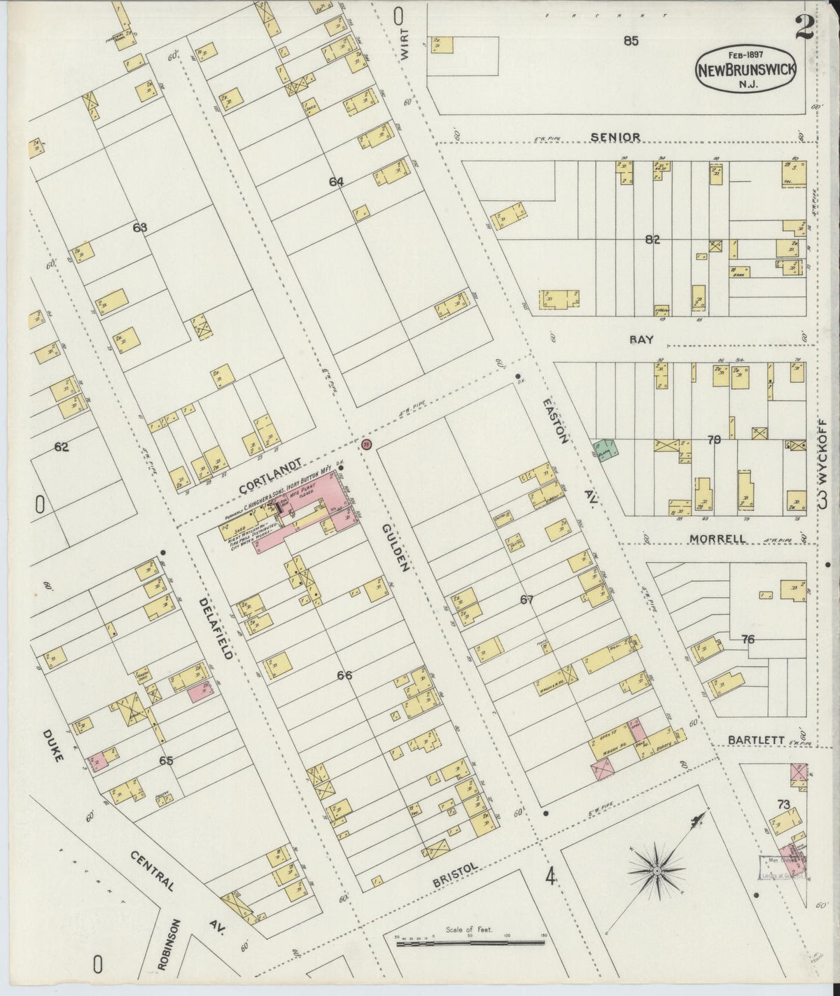 Sanborn Fire Insurance Map from New Brunswick, Middlesex County, New Jersey (1897), Sheet #0002 - Complete Map Set gallery image, historic Sanborn map, vintage wall art, New Jersey New Jersey