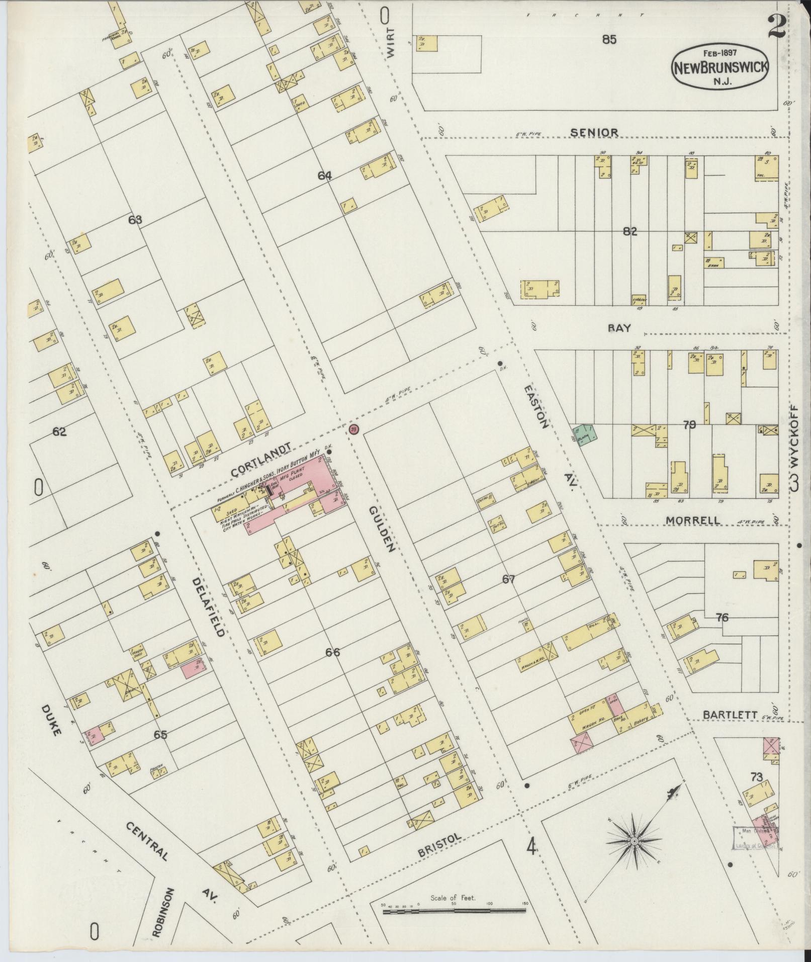 Sanborn Fire Insurance Map from New Brunswick, Middlesex County, New Jersey (1897), Sheet #0002 - Complete Map Set gallery image, historic Sanborn map, vintage wall art, New Jersey New Jersey