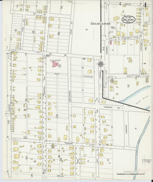 Sanborn Fire Insurance Map from Belzoni, Washington County, Mississippi (1915), Sheet #0004 - Historic Sanborn Fire Insurance Map Print, vintage old map wall art, antique decor, genealogy gift, Mississippi Mississippi map