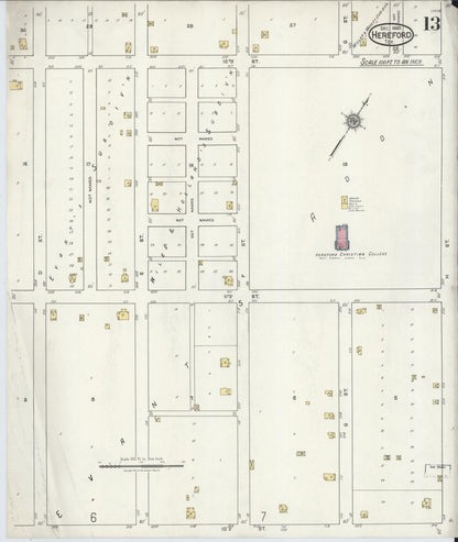 Sanborn Fire Insurance Map from Hereford, Deaf Smith County, Texas (1920), Sheet #0013 - Complete Map Set gallery image, historic Sanborn map, vintage wall art, Texas Texas