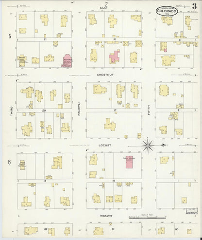 Sanborn Fire Insurance Map from Colorado, Mitchell County, Texas (1908), Sheet #0003 - Historic Sanborn Fire Insurance Map Print, vintage old map wall art, antique decor, genealogy gift, Texas Texas map