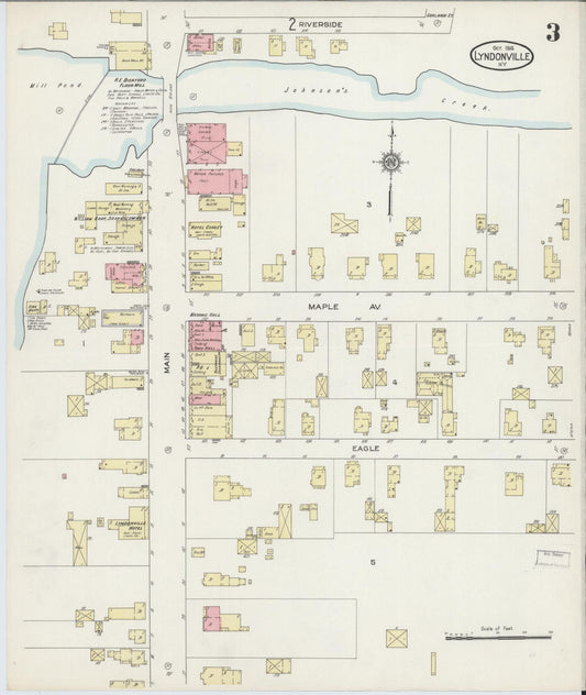 Sanborn Fire Insurance Map from Lyndonville, Orleans County, New York (1914), Sheet #0003 - Historic Sanborn Fire Insurance Map Print, vintage old map wall art, antique decor, genealogy gift, New York New York map