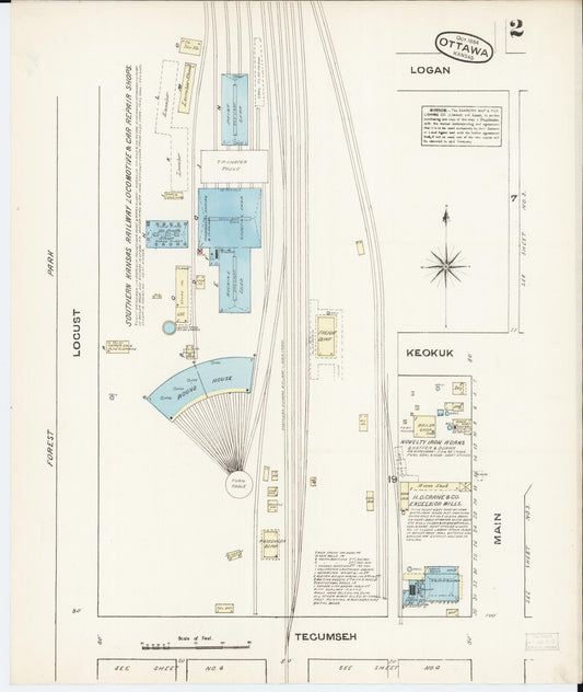 Sanborn Fire Insurance Map from Ottawa, Franklin County, Kansas (1884), Sheet #0002 - Historic Sanborn Fire Insurance Map Print, vintage old map wall art, antique decor, genealogy gift, Kansas Kansas map