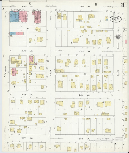Sanborn Fire Insurance Map from Caney, Montgomery County, Kansas (1912), Sheet #0003 - Historic Sanborn Fire Insurance Map Print, vintage old map wall art, antique decor, genealogy gift, Kansas Kansas map
