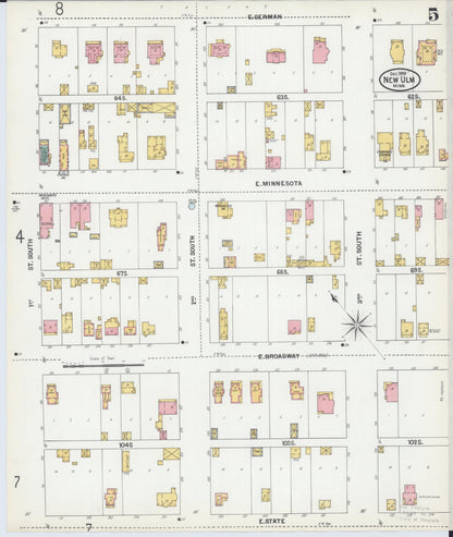 Sanborn Fire Insurance Map from New Ulm, Brown County, Minnesota (1899), Sheet #0005 - Complete Map Set gallery image, historic Sanborn map, vintage wall art, Minnesota Minnesota