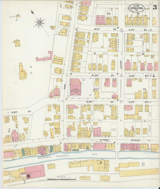 Sanborn Fire Insurance Map from Steelton, Dauphin County, Pennsylvania (1902), Sheet #0003 - Historic Sanborn Fire Insurance Map Print, vintage old map wall art, antique decor, genealogy gift, Pennsylvania Pennsylvania map