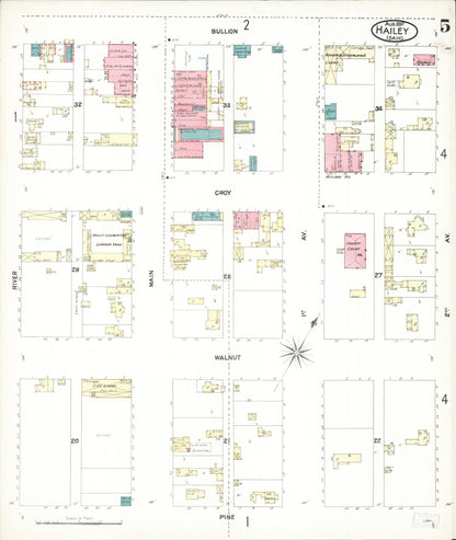 Sanborn Fire Insurance Map from Hailey, Blaine County, Idaho (1897), Sheet #0005 - Complete Map Set gallery image, historic Sanborn map, vintage wall art, Idaho Idaho