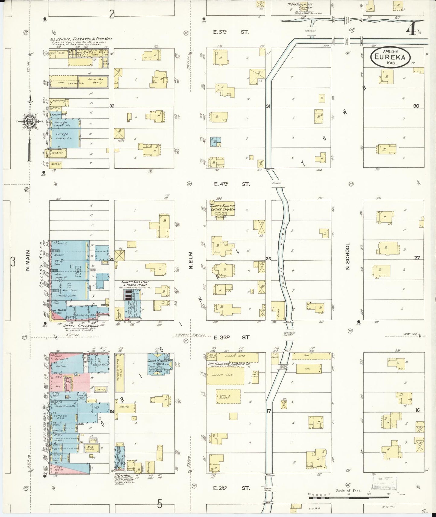 Sanborn Fire Insurance Map from Eureka, Greenwood County, Kansas (1912), Sheet #0004 - Complete Map Set gallery image, historic Sanborn map, vintage wall art, Kansas Kansas