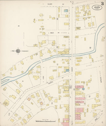 Sanborn Fire Insurance Map from Basin, Jefferson County, Montana (1912), Sheet #0003 - Complete Map Set gallery image, historic Sanborn map, vintage wall art, Montana Montana
