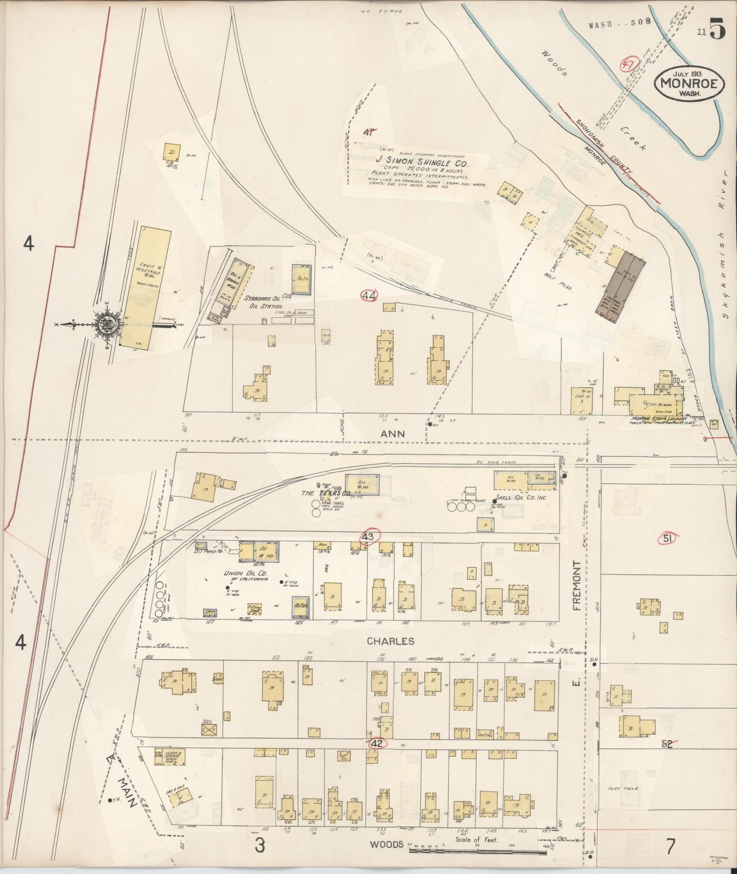 Sanborn Fire Insurance Map from Monroe, Snohomish County, Washington (1942), Sheet #0005 - Complete Map Set gallery image, historic Sanborn map, vintage wall art, Washington Washington