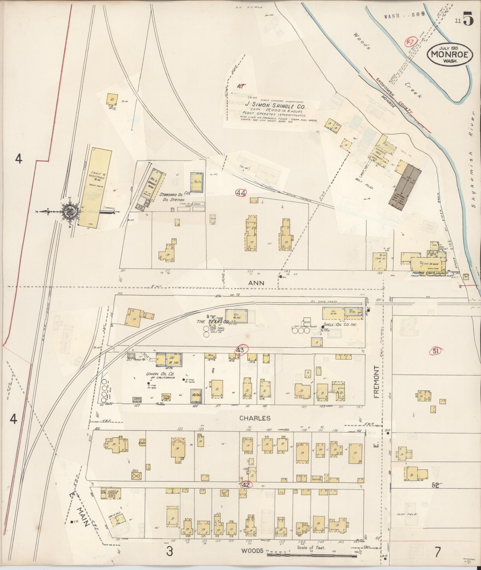 Sanborn Fire Insurance Map from Monroe, Snohomish County, Washington (1942), Sheet #0005 - Complete Map Set gallery image, historic Sanborn map, vintage wall art, Washington Washington