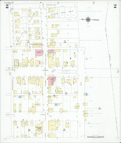 Sanborn Fire Insurance Map from Baltimore, Fairfield County, Ohio (1946), Sheet #0002 - Historic Sanborn Fire Insurance Map Print, vintage old map wall art, antique decor, genealogy gift, Ohio Ohio map