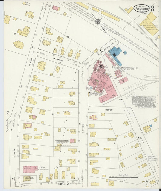 Sanborn Fire Insurance Map from Plymouth, Wayne County, Michigan (1918), Sheet #0003 - Historic Sanborn Fire Insurance Map Print, vintage old map wall art, antique decor, genealogy gift, Michigan Michigan map