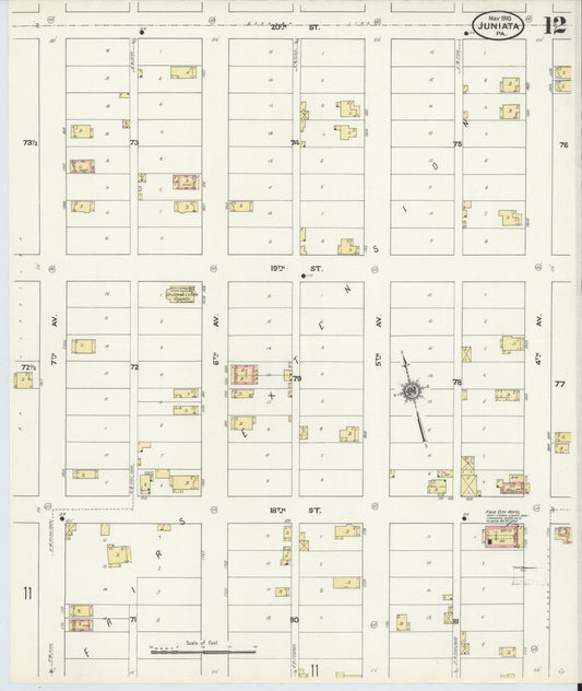 Sanborn Fire Insurance Map from Juniata, Blair County, Pennsylvania (1910), Sheet #0012 - Historic Sanborn Fire Insurance Map Print, vintage old map wall art, antique decor, genealogy gift, Pennsylvania Pennsylvania map