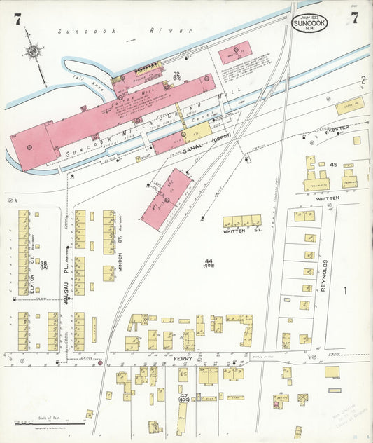 Sanborn Fire Insurance Map from Suncook, Merrimack County, New Hampshire (1923), Sheet #0007 - Historic Sanborn Fire Insurance Map Print, vintage old map wall art, antique decor, genealogy gift, New Hampshire New Hampshire map